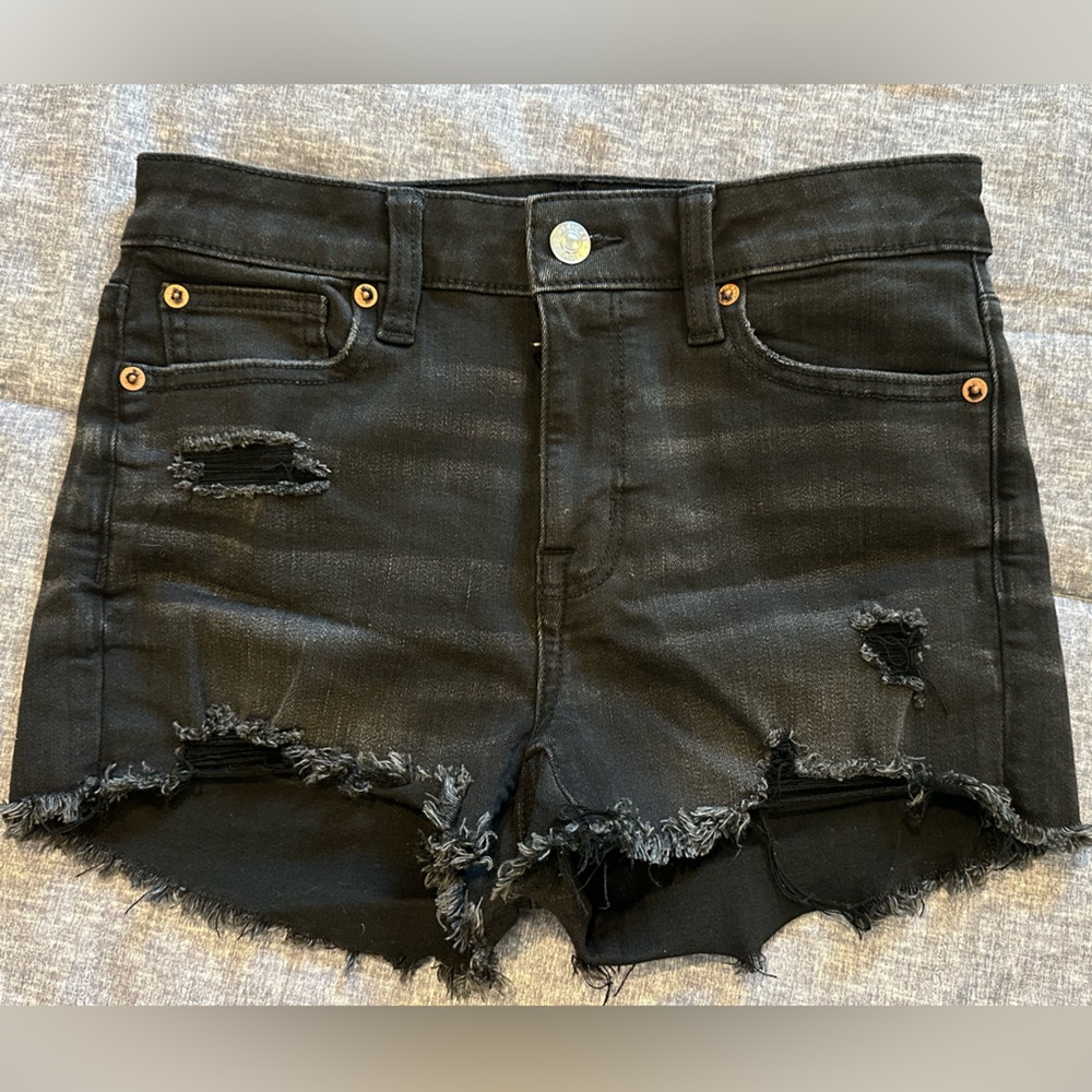 American Eagle Black distressed shortie shorts